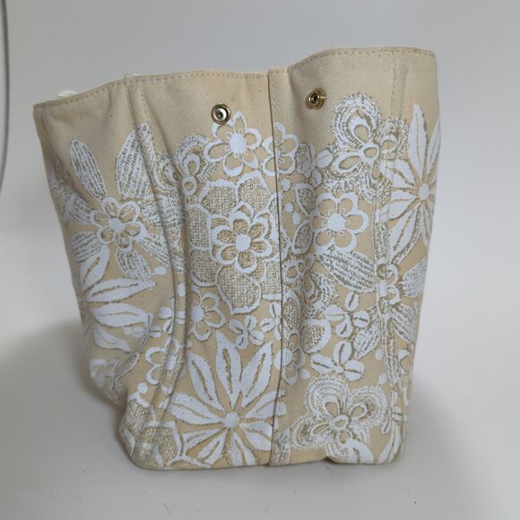 Oscar de la Renta Tote Bag Purse Neiman Marcus Target Floral Lace Canvas Flaw - Picture 6 of 16